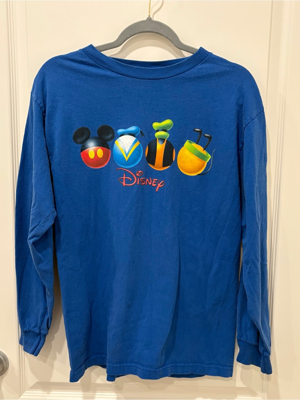 Vintage Disney Abstract Characters Long Sleeve Graphic T-Shirt - Blue - Size S/M